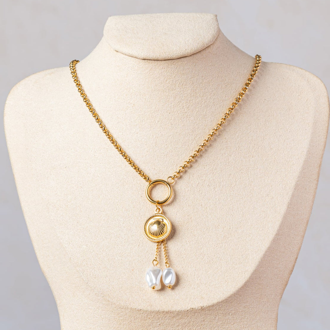 Dual Pearl Dangle Necklace