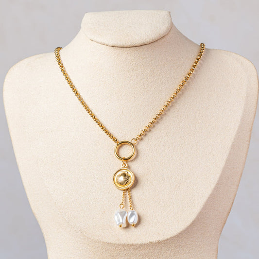 Dual Pearl Dangle Necklace