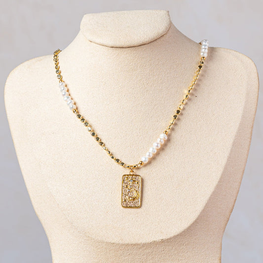 Pearl & Coin Pendant Necklace