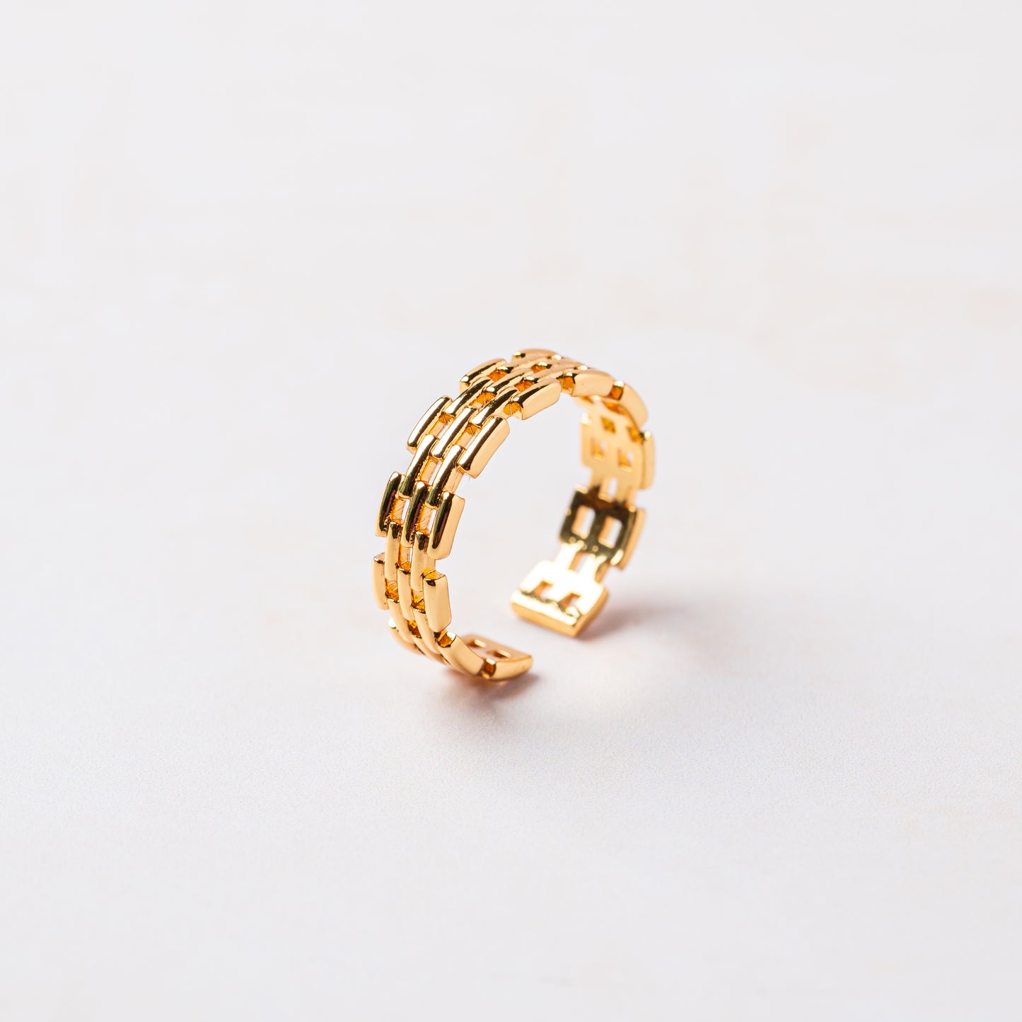 ⁠Slim Gold Brick Ring