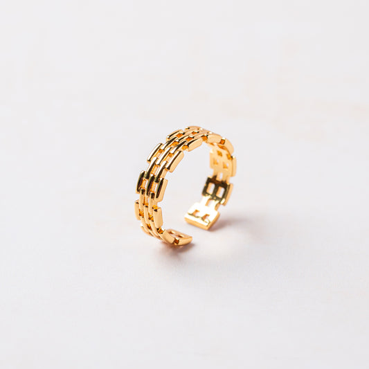 ⁠Slim Gold Brick Ring