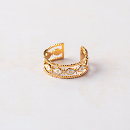 Enamel Bloom Gold Ring