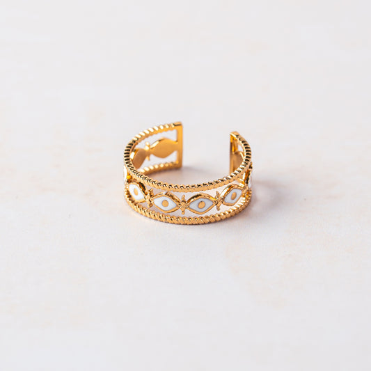 Enamel Bloom Gold Ring