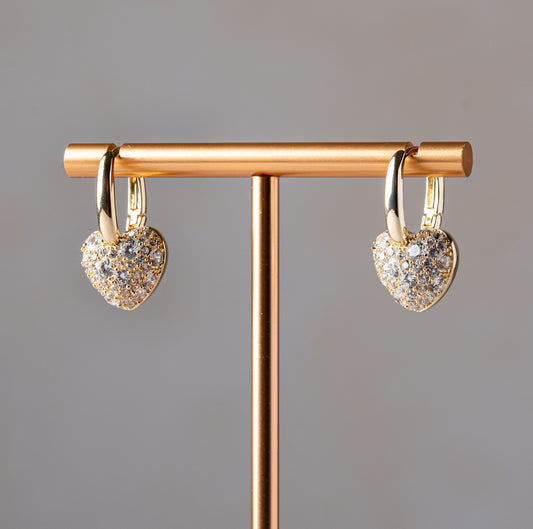 Golden Heart Pavé Hoops
