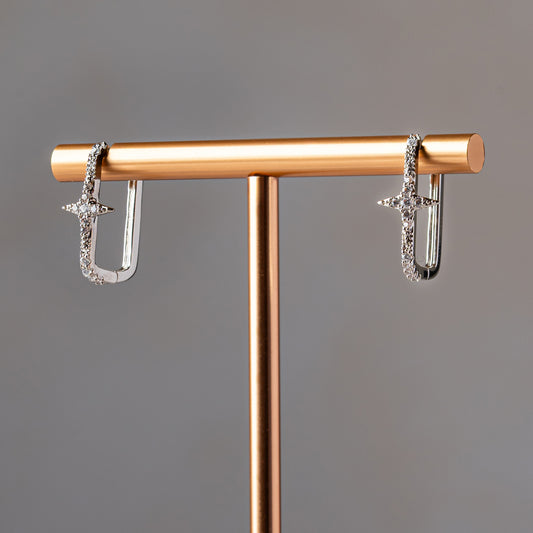 Star Silver Hoops