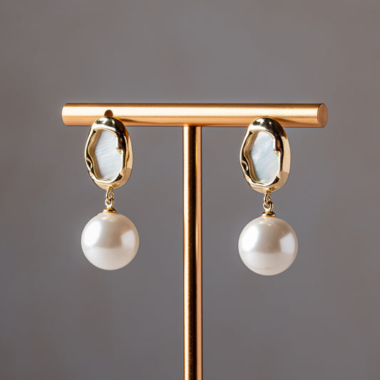 Organic Shell Pearl Earrings