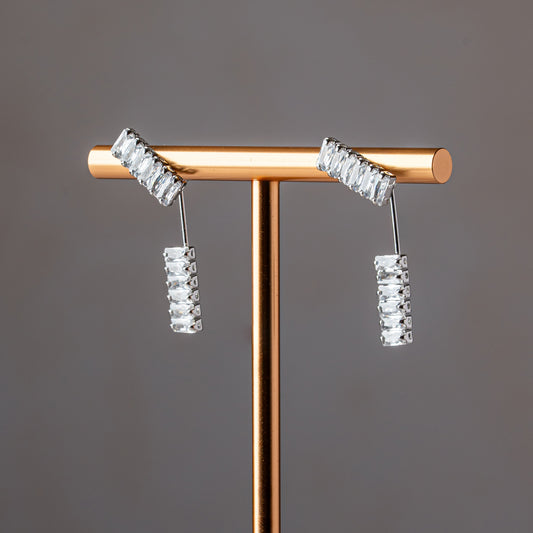 Silver Bar Drop Earrings