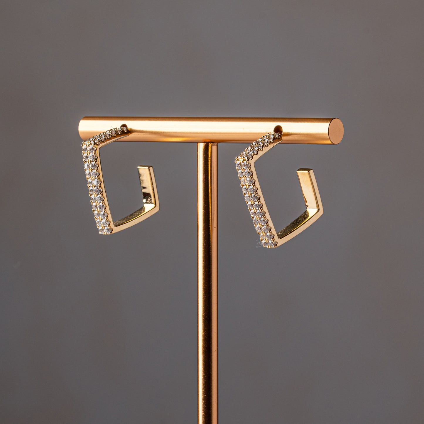 Geo Chic Pave Hoops