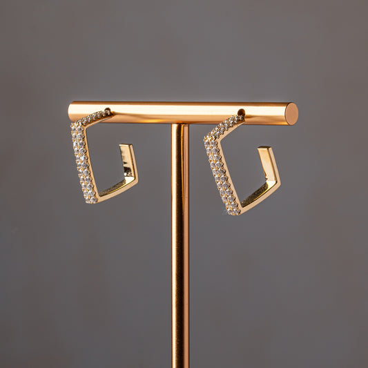 Geo Chic Pave Hoops