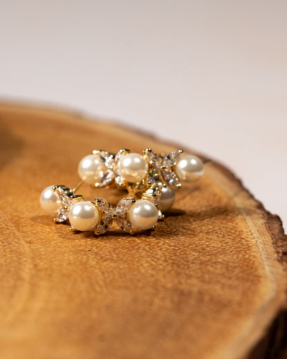 ⁠Pearl Blossom Hoops