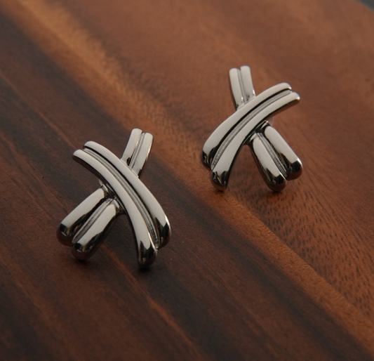 Silver Crossbar Earrings