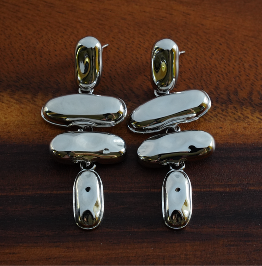 Minimalist Silver Bar Drop Earrings