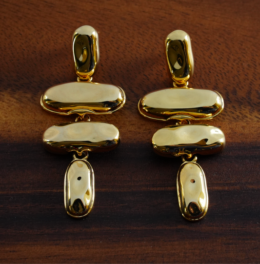 Minimalist Gold Bar Drop Earrings
