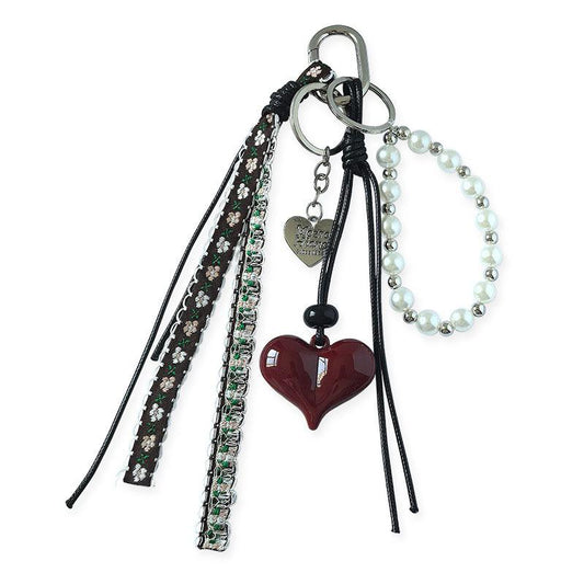 Heart & Pearl Bag Charm