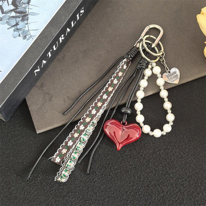 Heart & Pearl Bag Charm